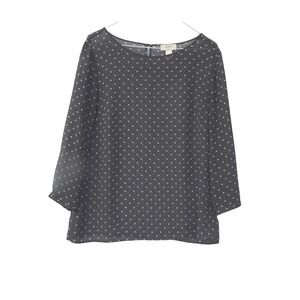 LOFT Polka Dot Sheer Long Sleeve Blouse Top Womens Size Medium Gray White